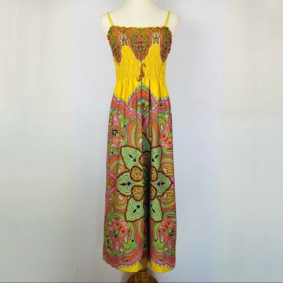 ISABELLA RODRIGUEZ Yellow Paisley Boho Print Maxi Dress - Picture 2 of 10